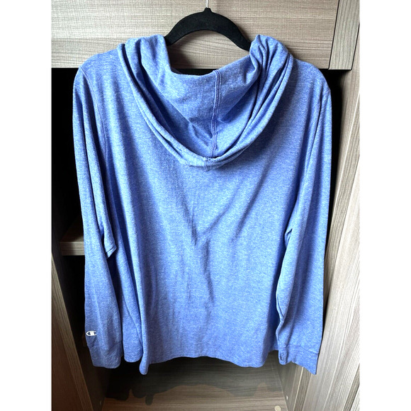 Champion Womens Pullover Hoodie Size 2XL Thumb Hole Heather Blue Logos - Picture 2 of 9